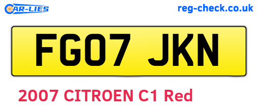 FG07JKN are the vehicle registration plates.