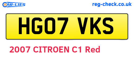 HG07VKS are the vehicle registration plates.