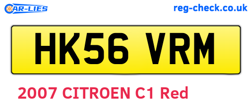 HK56VRM are the vehicle registration plates.