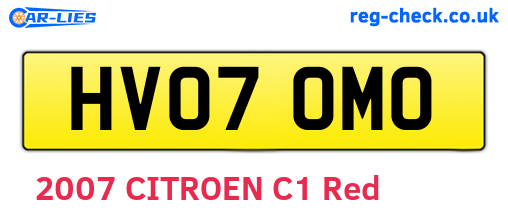 HV07OMO are the vehicle registration plates.