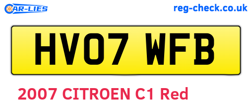 HV07WFB are the vehicle registration plates.