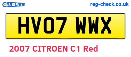 HV07WWX are the vehicle registration plates.