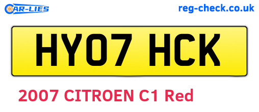 HY07HCK are the vehicle registration plates.