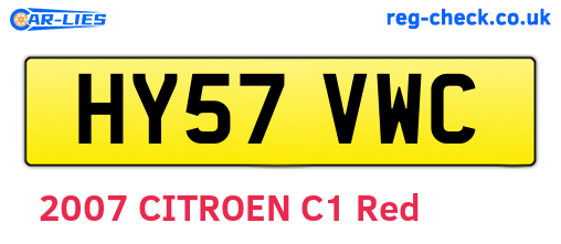 HY57VWC are the vehicle registration plates.