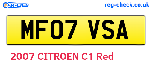 MF07VSA are the vehicle registration plates.
