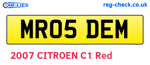 MR05DEM are the vehicle registration plates.