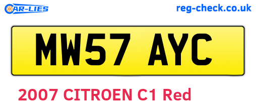 MW57AYC are the vehicle registration plates.