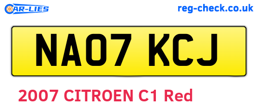 NA07KCJ are the vehicle registration plates.