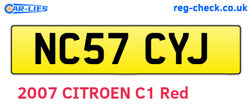 NC57CYJ are the vehicle registration plates.