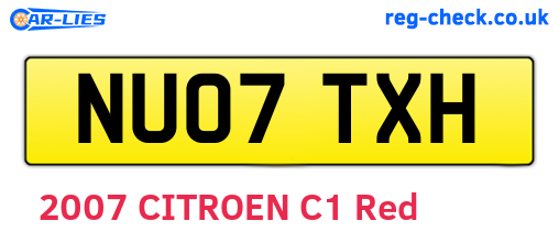 NU07TXH are the vehicle registration plates.