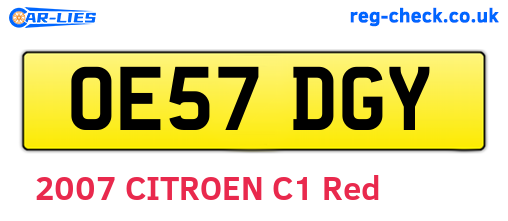 OE57DGY are the vehicle registration plates.