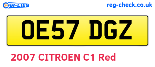 OE57DGZ are the vehicle registration plates.