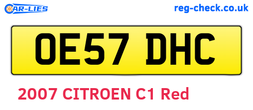 OE57DHC are the vehicle registration plates.