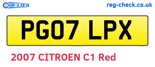 PG07LPX are the vehicle registration plates.