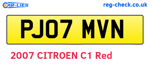 PJ07MVN are the vehicle registration plates.