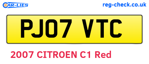 PJ07VTC are the vehicle registration plates.
