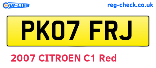 PK07FRJ are the vehicle registration plates.