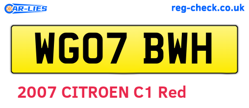 WG07BWH are the vehicle registration plates.