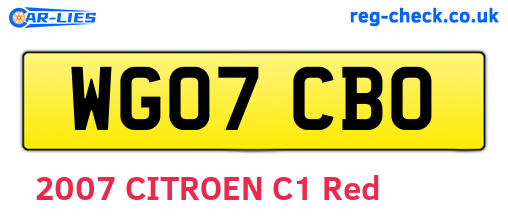 WG07CBO are the vehicle registration plates.