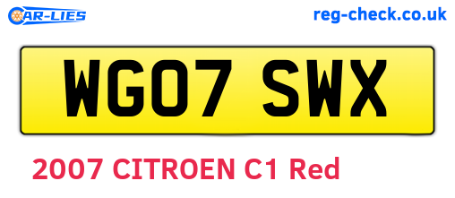 WG07SWX are the vehicle registration plates.