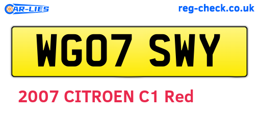 WG07SWY are the vehicle registration plates.
