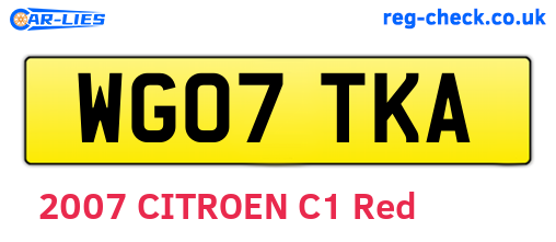 WG07TKA are the vehicle registration plates.