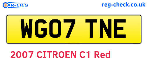 WG07TNE are the vehicle registration plates.