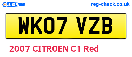 WK07VZB are the vehicle registration plates.
