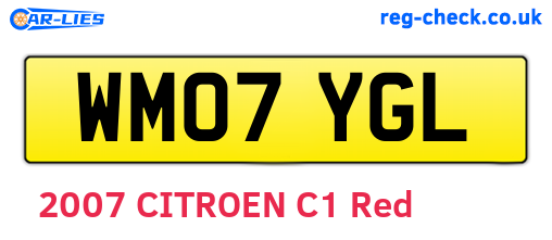 WM07YGL are the vehicle registration plates.