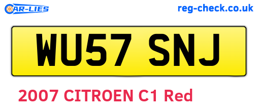 WU57SNJ are the vehicle registration plates.