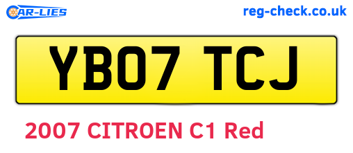 YB07TCJ are the vehicle registration plates.