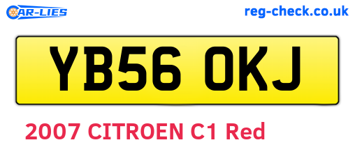 YB56OKJ are the vehicle registration plates.