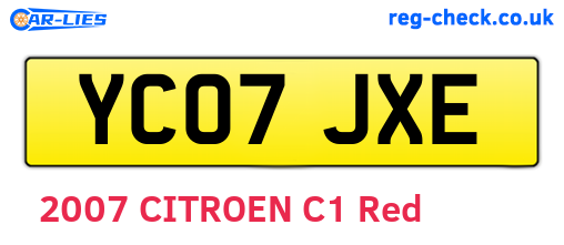 YC07JXE are the vehicle registration plates.