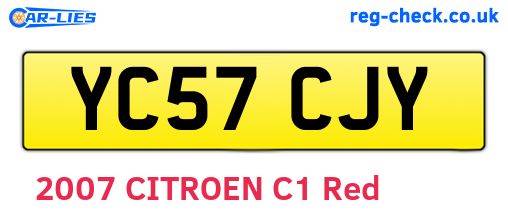 YC57CJY are the vehicle registration plates.