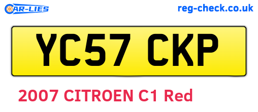 YC57CKP are the vehicle registration plates.