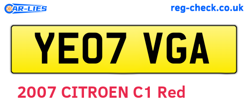YE07VGA are the vehicle registration plates.