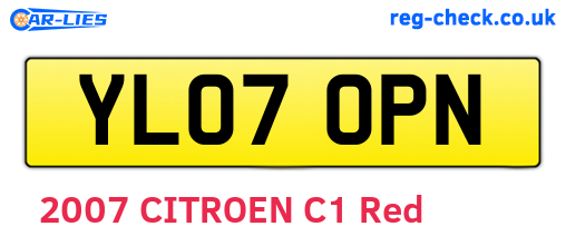 YL07OPN are the vehicle registration plates.