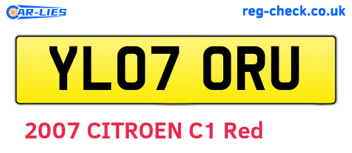 YL07ORU are the vehicle registration plates.