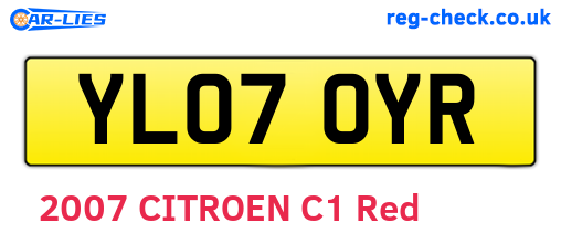 YL07OYR are the vehicle registration plates.