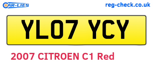 YL07YCY are the vehicle registration plates.