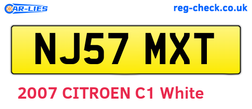 NJ57MXT are the vehicle registration plates.