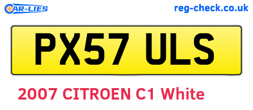 PX57ULS are the vehicle registration plates.
