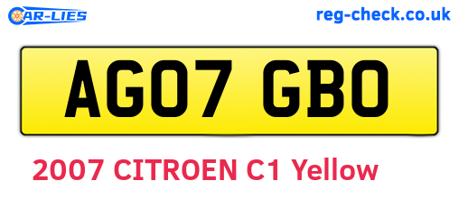 AG07GBO are the vehicle registration plates.