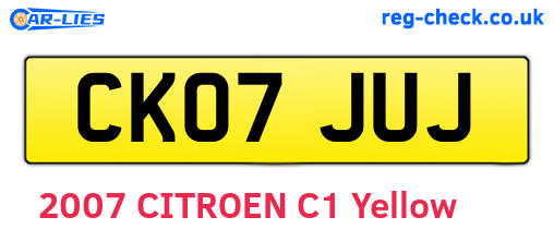 CK07JUJ are the vehicle registration plates.