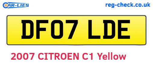 DF07LDE are the vehicle registration plates.