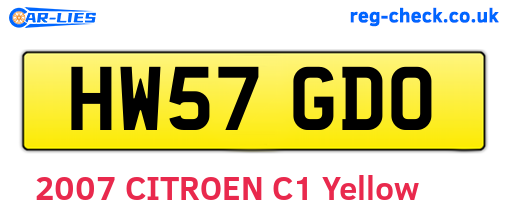 HW57GDO are the vehicle registration plates.