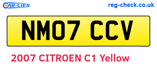 NM07CCV are the vehicle registration plates.