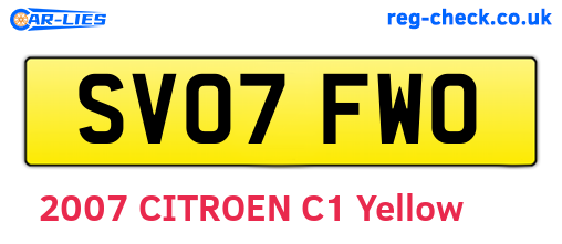 SV07FWO are the vehicle registration plates.