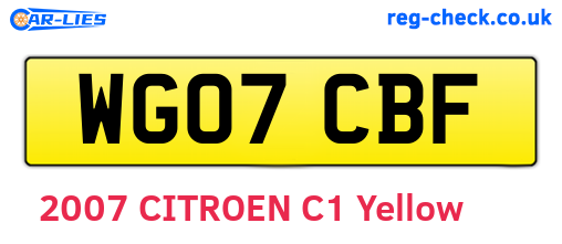 WG07CBF are the vehicle registration plates.