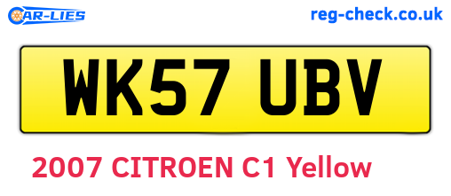 WK57UBV are the vehicle registration plates.